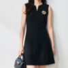 Summer Black Commuter V neck Professional Sleeveless Short Dress 1