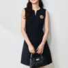 Summer Black Commuter V neck Professional Sleeveless Short Dress 4