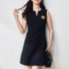 Summer Black Commuter V neck Professional Sleeveless Short Dress 6
