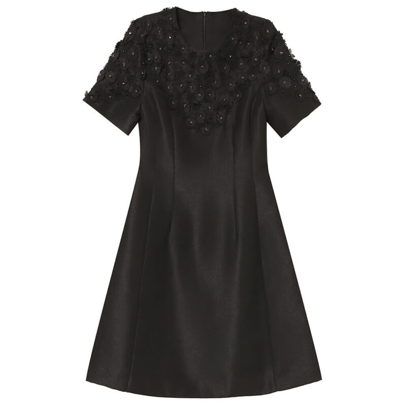 Summer Black Handmade Flower Waist A Line Party Dress 1