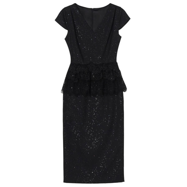 Summer Black Lace Splicing Fake Two piece Tea Dress 1