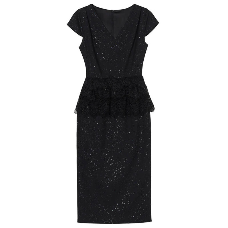 Summer Black Lace Splicing Fake Two piece Tea Dress 1