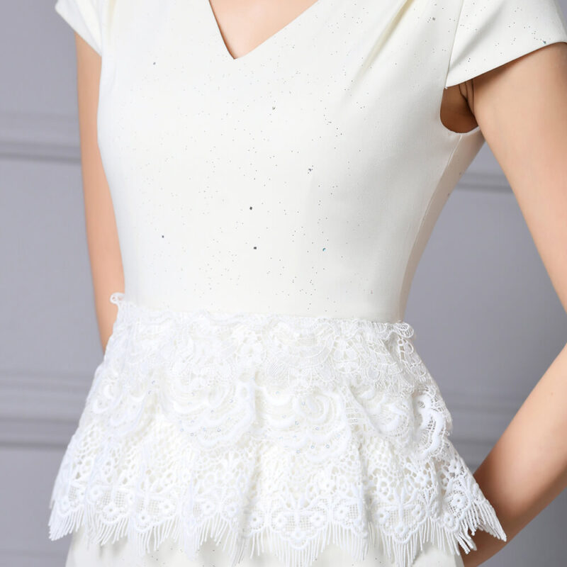 Summer Black Lace Splicing Fake Two piece Tea Dress 2