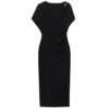 Summer Black Off shoulder Short sleeved Slim Fit Acetate Evening Dress 1