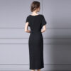 Summer Black Off shoulder Short sleeved Slim Fit Acetate Evening Dress 3