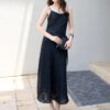 Summer Black Rose Cutwork Silk Sleeveless Camisole V neck Suspender Dress 5