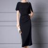 Summer Black Slim Acetate Evening Dress 10