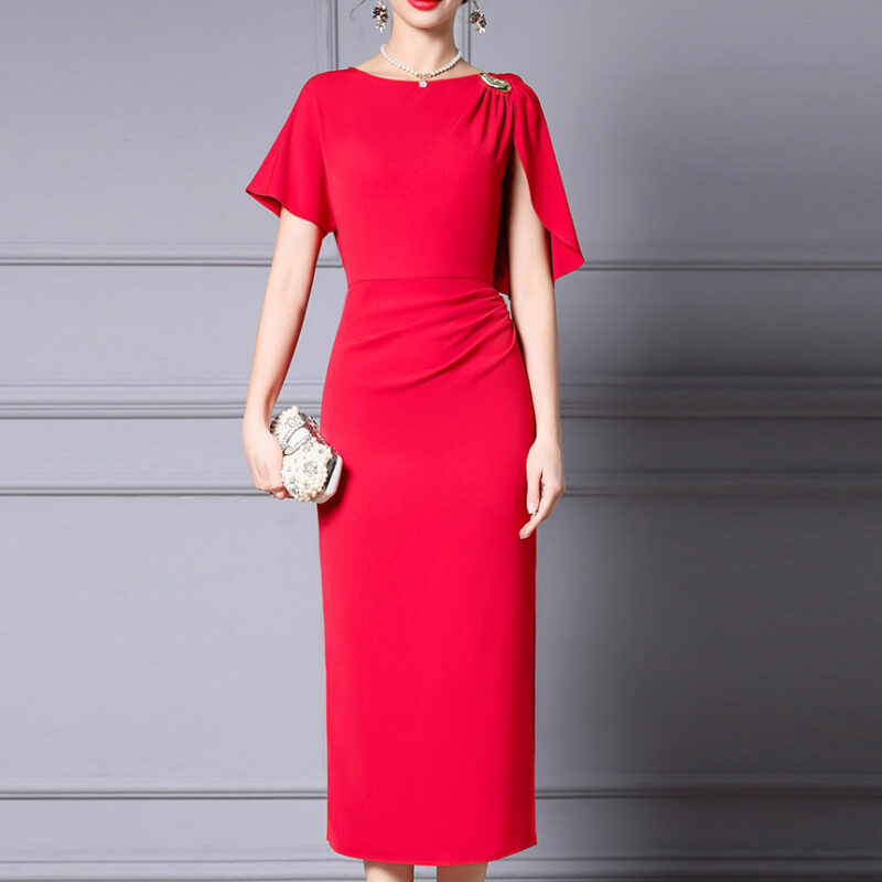 Summer Black Slim Acetate Evening Dress 2