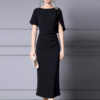 Summer Black Slim Acetate Evening Dress 3