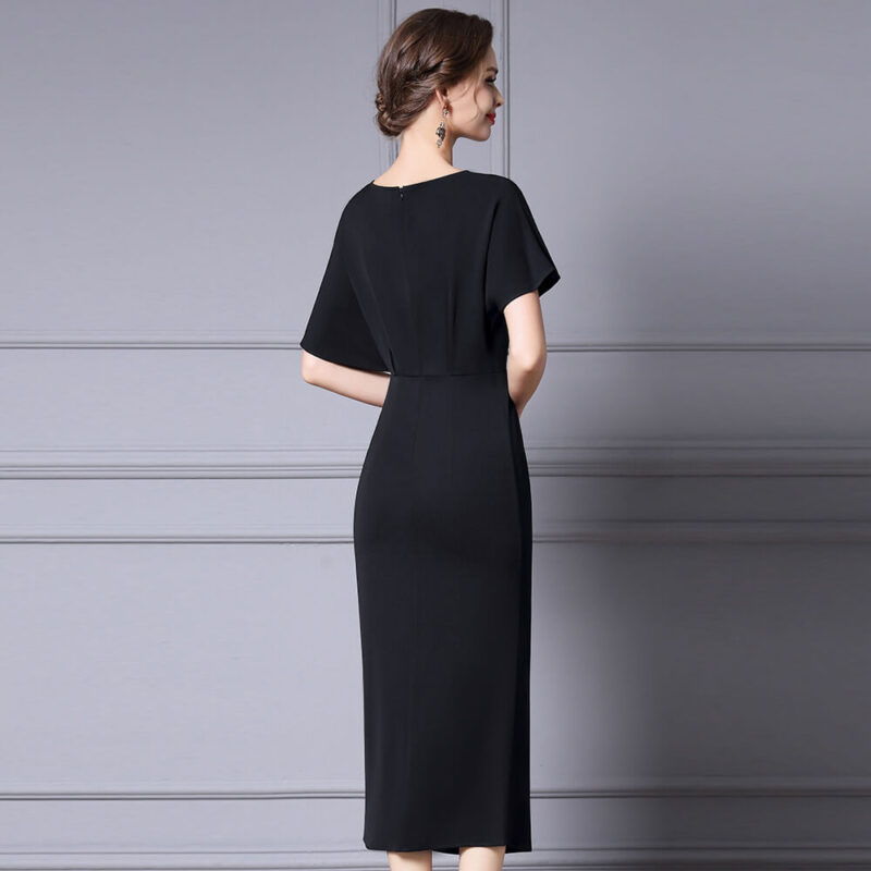 Summer Black Slim Acetate Evening Dress 5