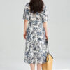 Summer Blue Printed One Piece Wrap Tea Dress 4