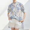 Summer Blue and White Porcelain Lightweigh Cotton Printed Shirt