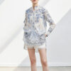 Summer Blue and White Porcelain Lightweigh Cotton Printed Shirt