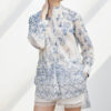 Summer Blue and White Porcelain Lightweigh Cotton Printed Shirt