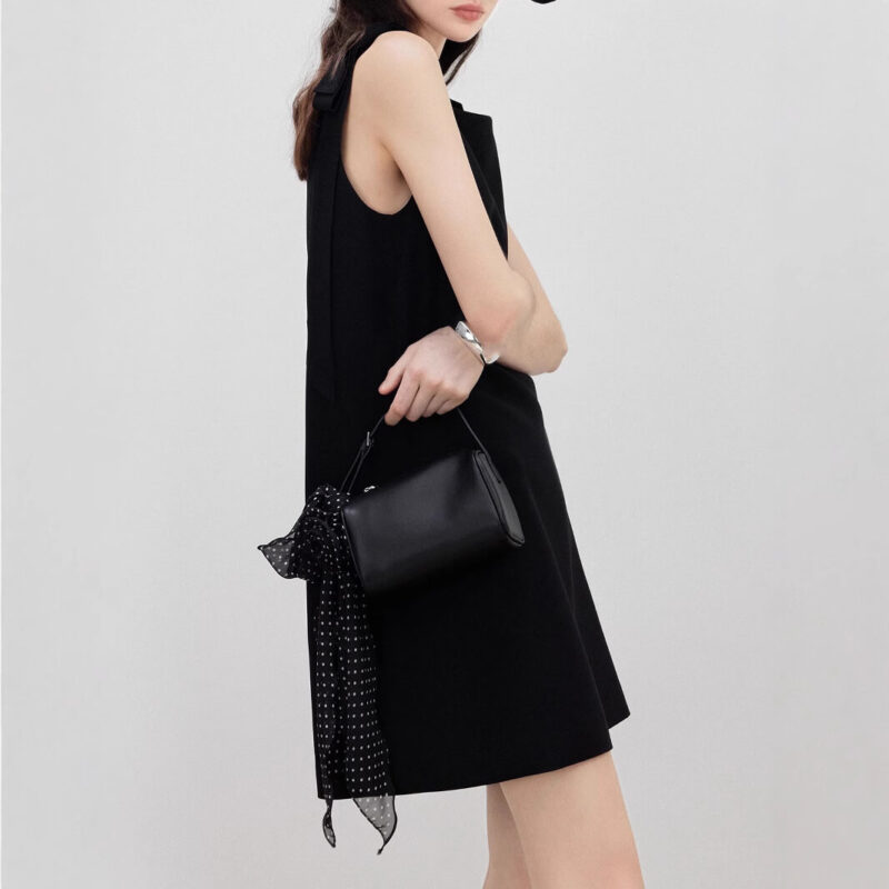 Summer Boat Neck Bow Ribbon Sleeveless Dress