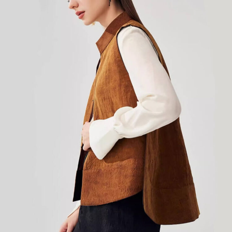 Summer Brown Silk Reversible Vest