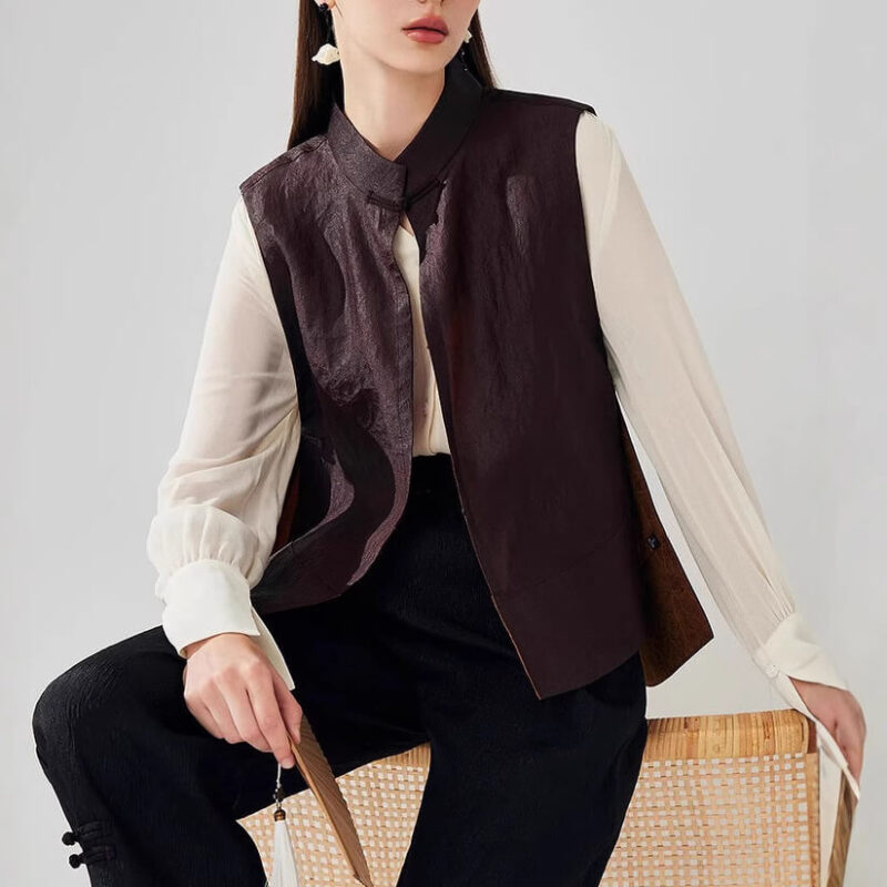 Summer Brown Silk Reversible Vest
