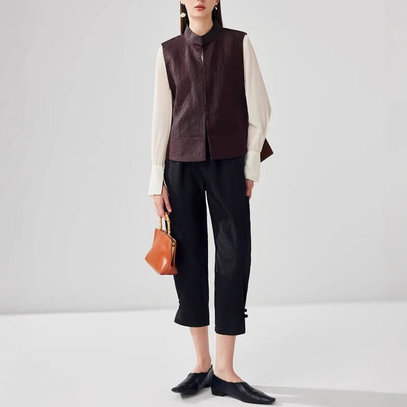 Summer Brown Silk Reversible Vest