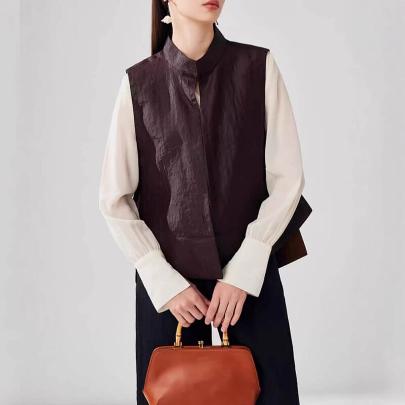 Summer Brown Silk Reversible Vest