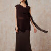 Summer Brown Silk V Neck Lace Up Vest Top 4