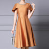 Summer Caramel Color Simple Cocktail Dress 2