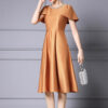 Summer Caramel Color Simple Cocktail Dress 6