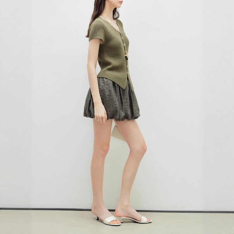 Summer Casual Fashion High Waist Plaid Flower Bud Skirt 3