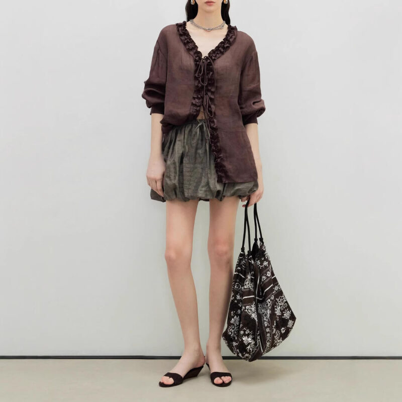 Summer Casual Fashion High Waist Plaid Flower Bud Skirt 5