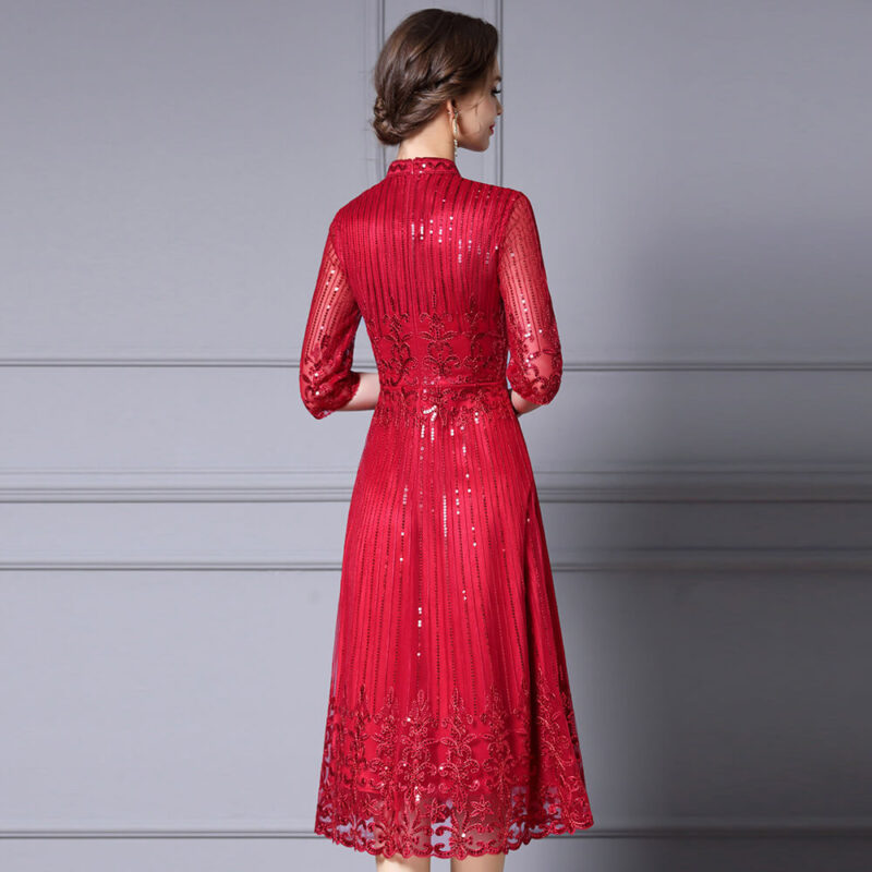 Summer Chinese Inspired Sequin A Line Party Dress 6