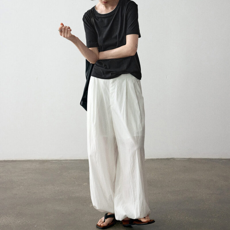 Summer Commuter Elastic Waist Pleated Cuff Casual Multi color Pants 2