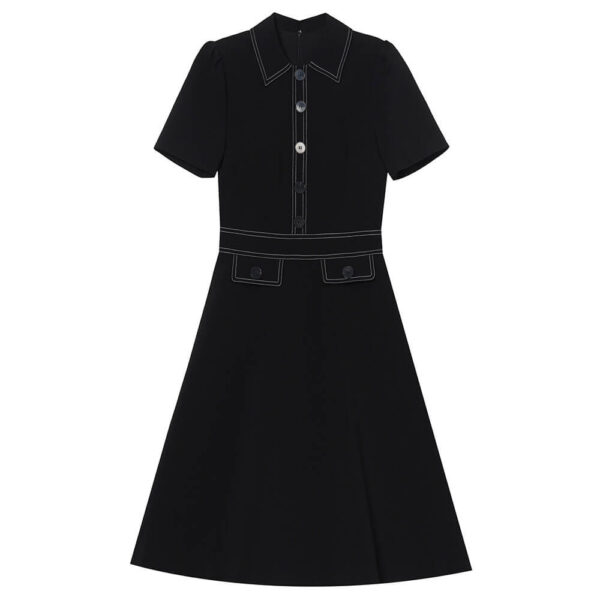Summer Commuting Lapel Waist A Line Dress 1