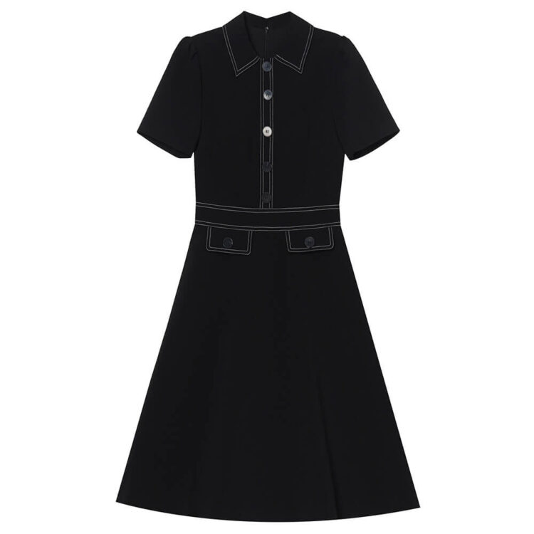 Summer Commuting Lapel Waist A-Line Dress