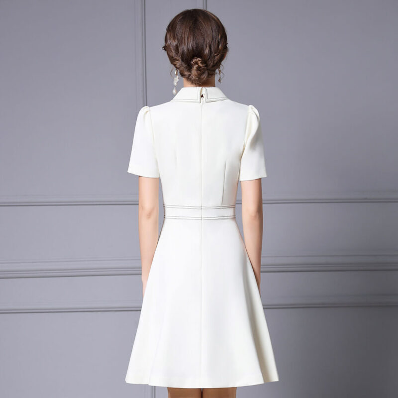 Summer Commuting Lapel Waist A Line Dress 2