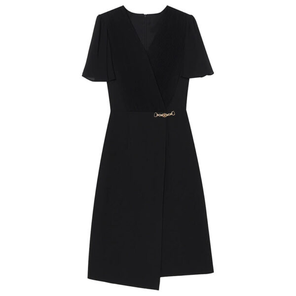 Summer Commuting Pleated Ruffle Sleeve Waist A Line Dress 1