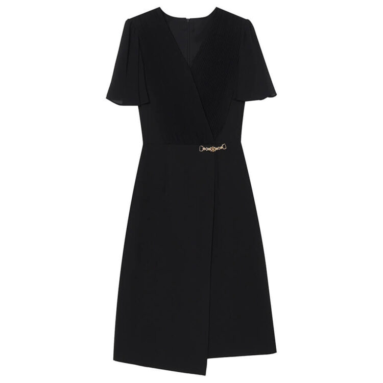 Summer Commuting Pleated Ruffle Sleeve Waist A-Line Dress