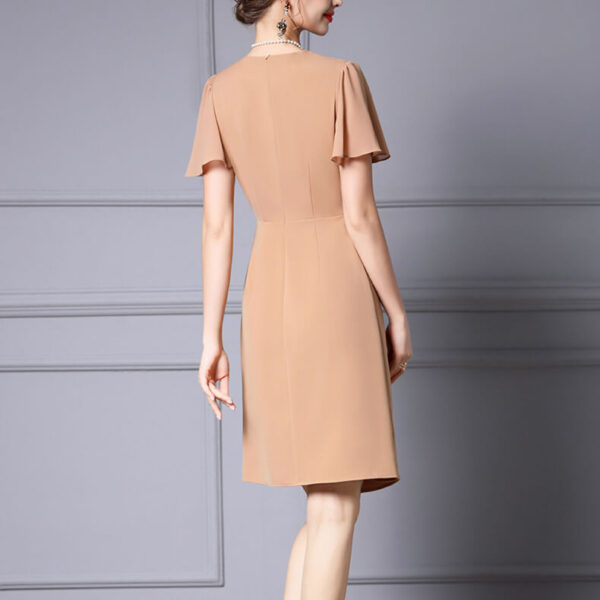 Summer Commuting Pleated Ruffle Sleeve Waist A Line Dress 5