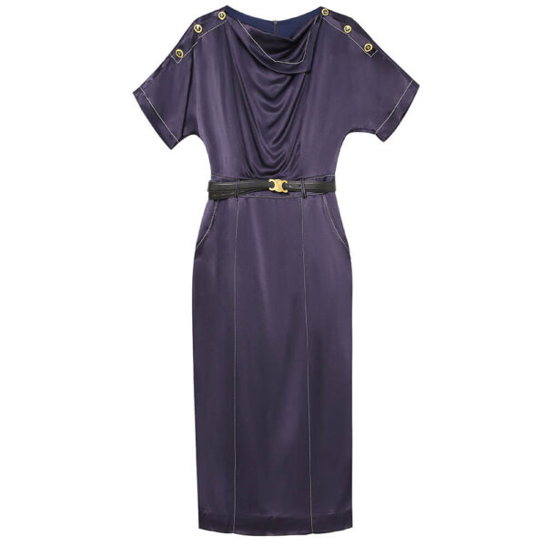 Summer Commuting Rayon Navy Blue Dress 1