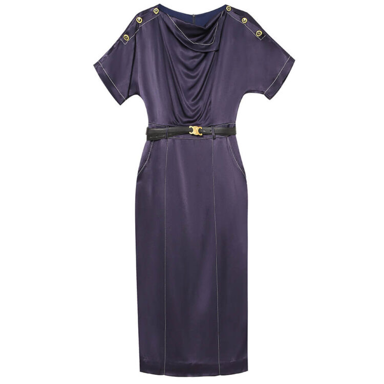 Summer Commuting Rayon Navy Blue Dress