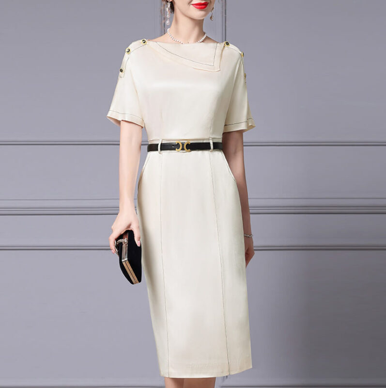 Summer Commuting Rayon Navy Blue Dress 2