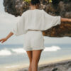 Summer Cotton Yoga Sports Style V-Neck Strap Loose High Waist Shorts Set