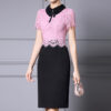 Summer Embroidered Collar Hand beaded Lace Slim Dress 2
