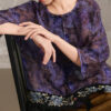 Summer Ethnic Style Heavy Embroidery Tie-dyed Eamie Purple Shirt