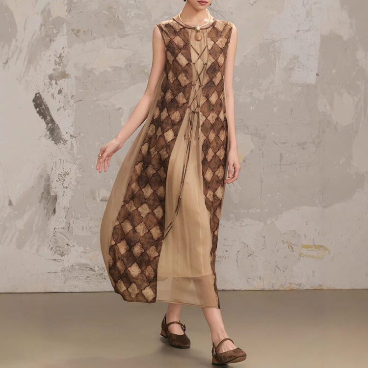 Summer Ethnic Style Reversible Cupro Silk Dress