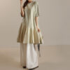 Summer Five point Sleeve Round Neck Irregular Hem Patchwork Fabric Mid length Dress 4