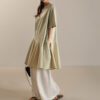 Summer Five point Sleeve Round Neck Irregular Hem Patchwork Fabric Mid length Dress 5