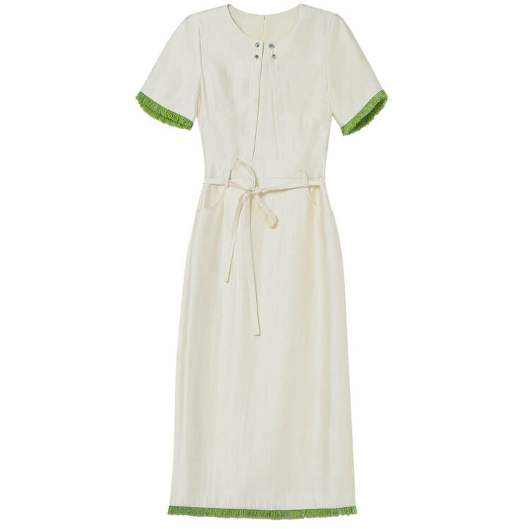 Summer French Commuter Off-white Dress