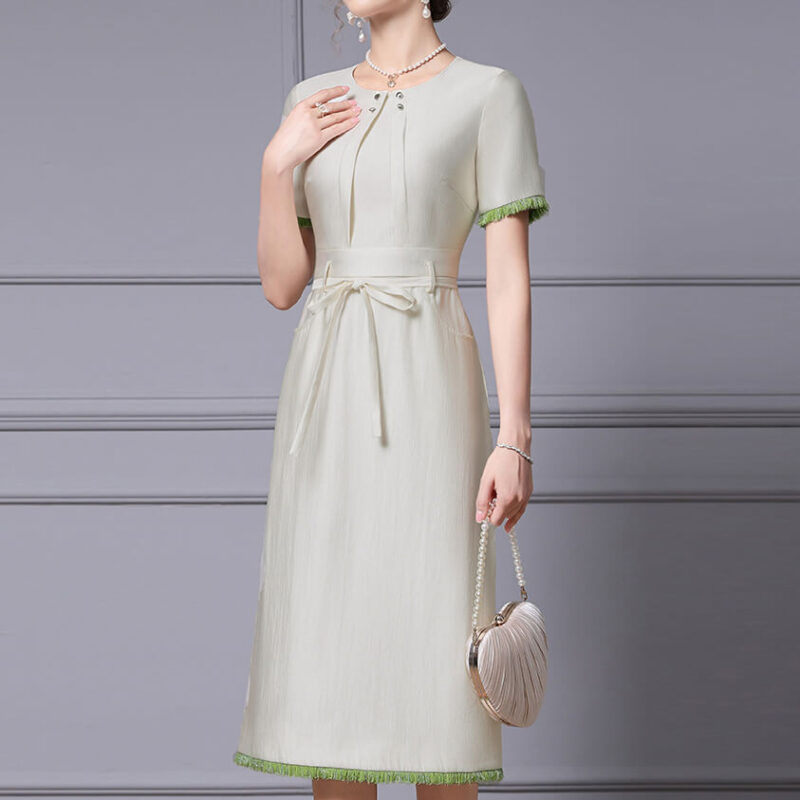 Summer French Commuter Off white Dress 4