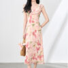 Summer French Elegant Resort Style Slim Ruffled Long Dress