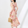 Summer French Elegant Resort Style Slim Ruffled Long Dress