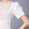 Summer French Handmade Beaded Lace Stitching A line Midi Dress 7